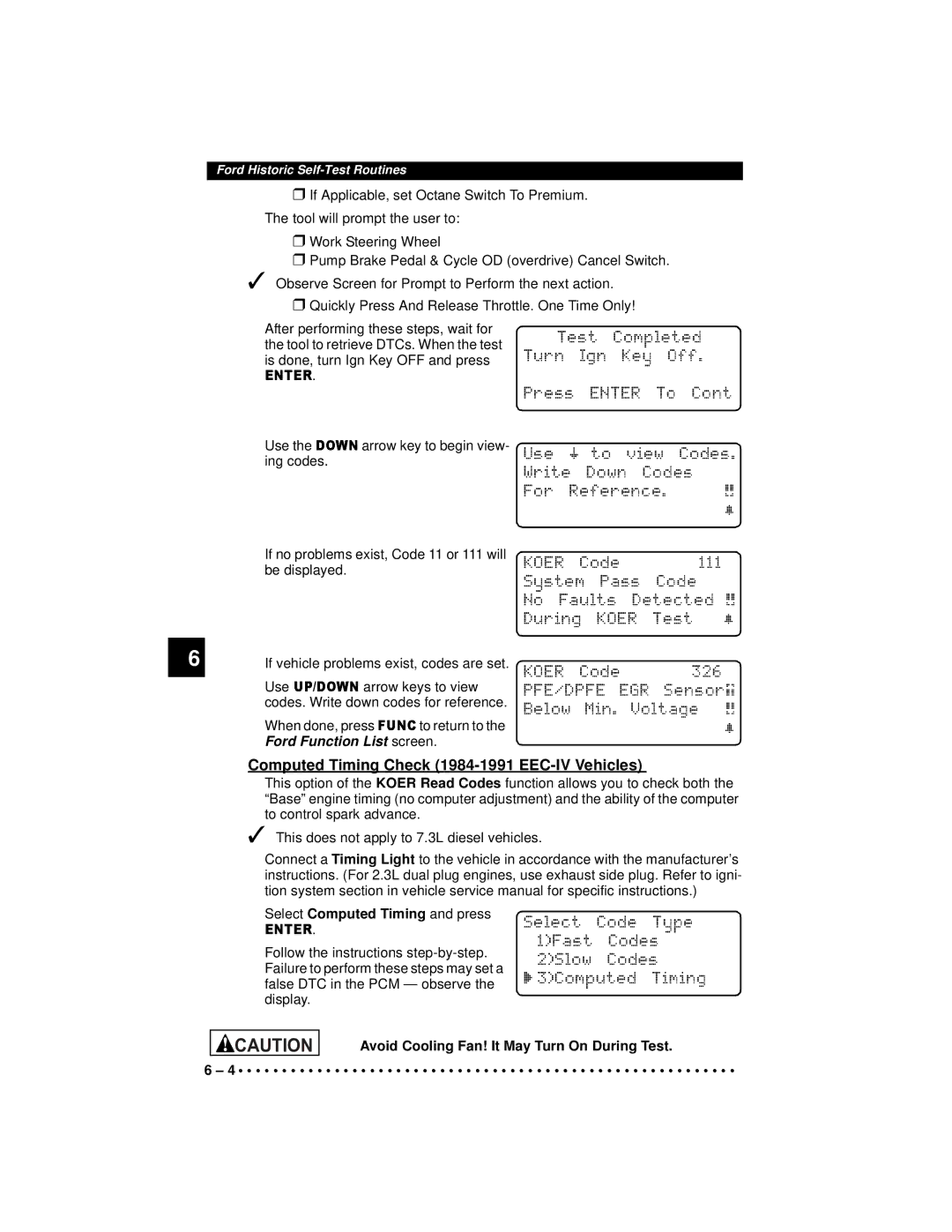 Actron 9640A manual Ford Function List screen 