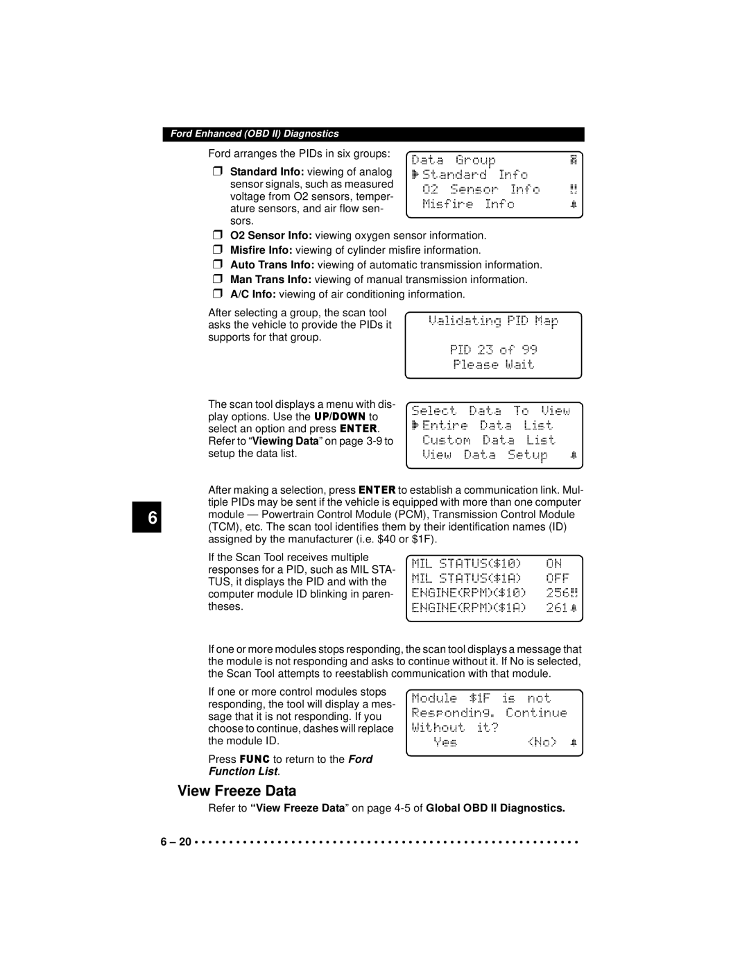 Actron 9640A manual View Freeze Data 