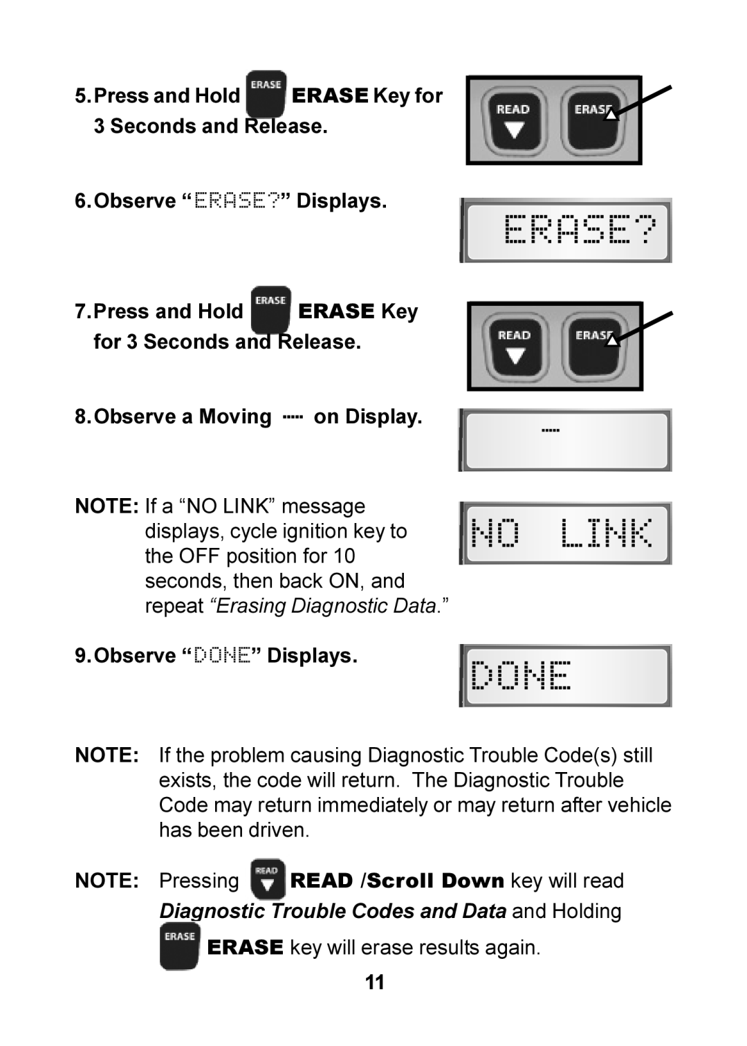 Actron CP9125 manual Erase? 