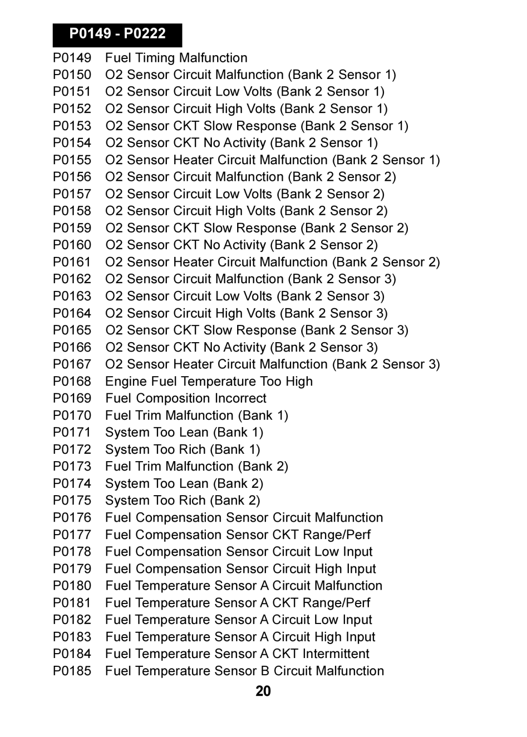 Actron CP9125 manual P0149 P0222 