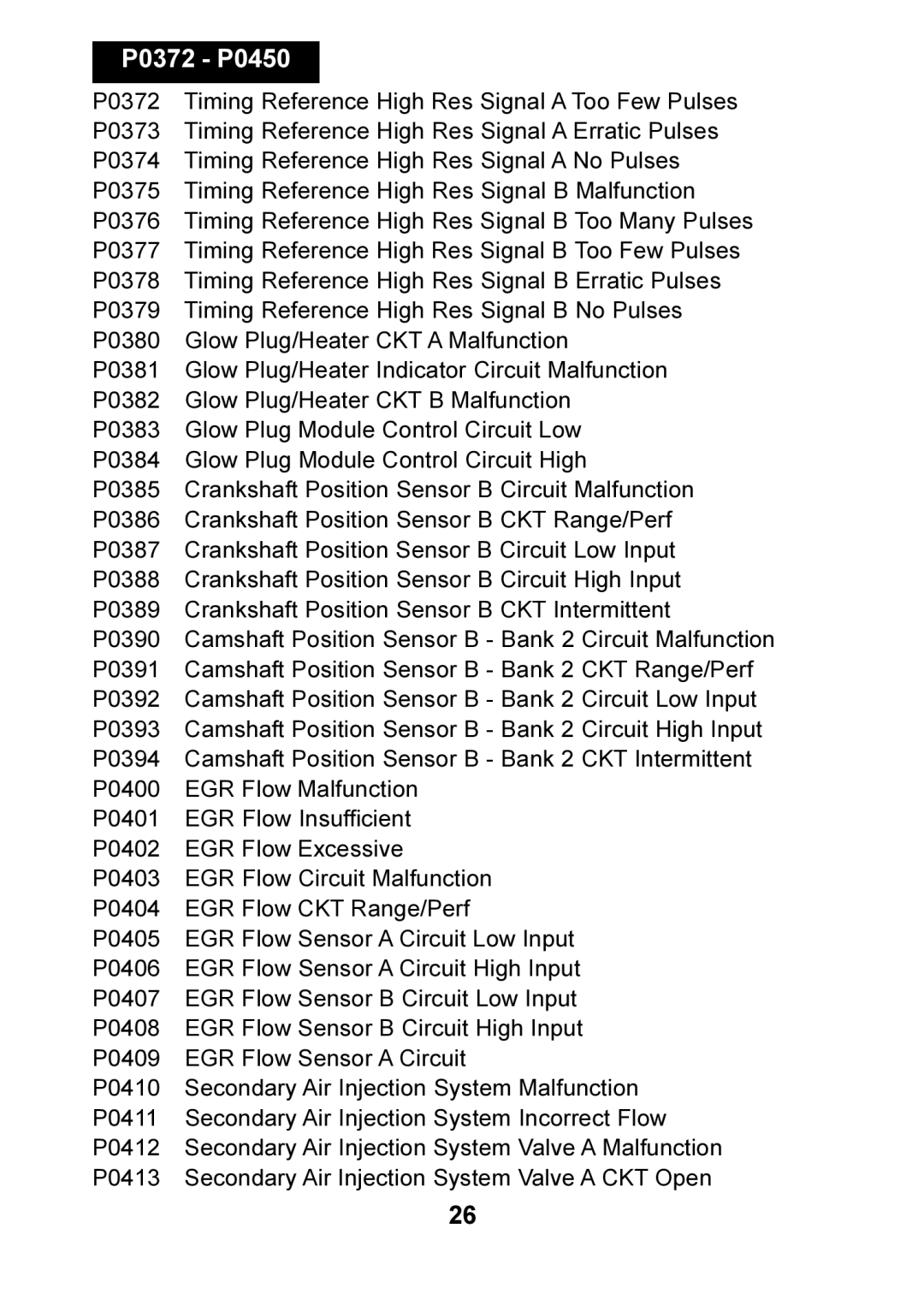 Actron CP9125 manual P0372 P0450 