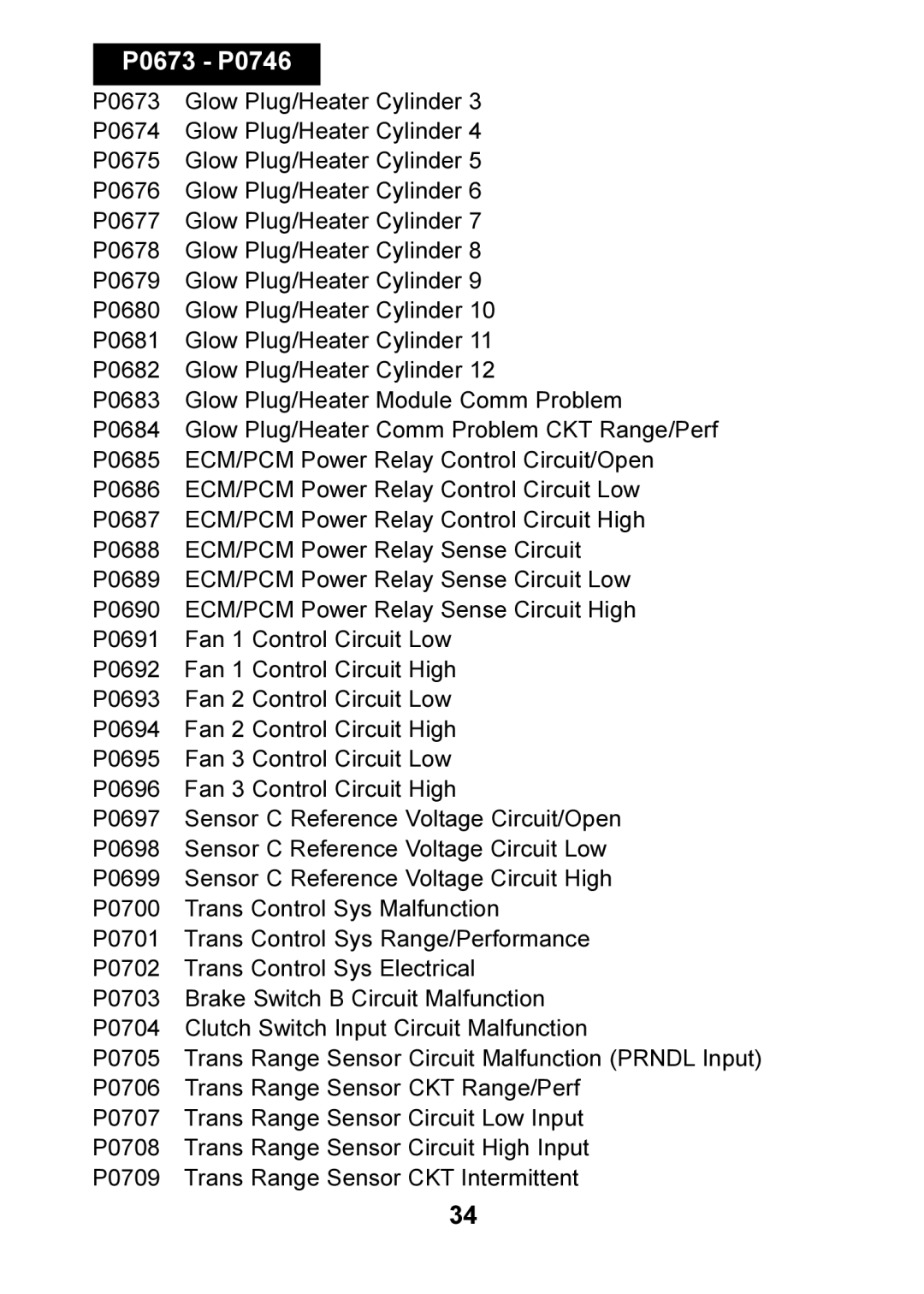 Actron CP9125 manual P0673 P0746 