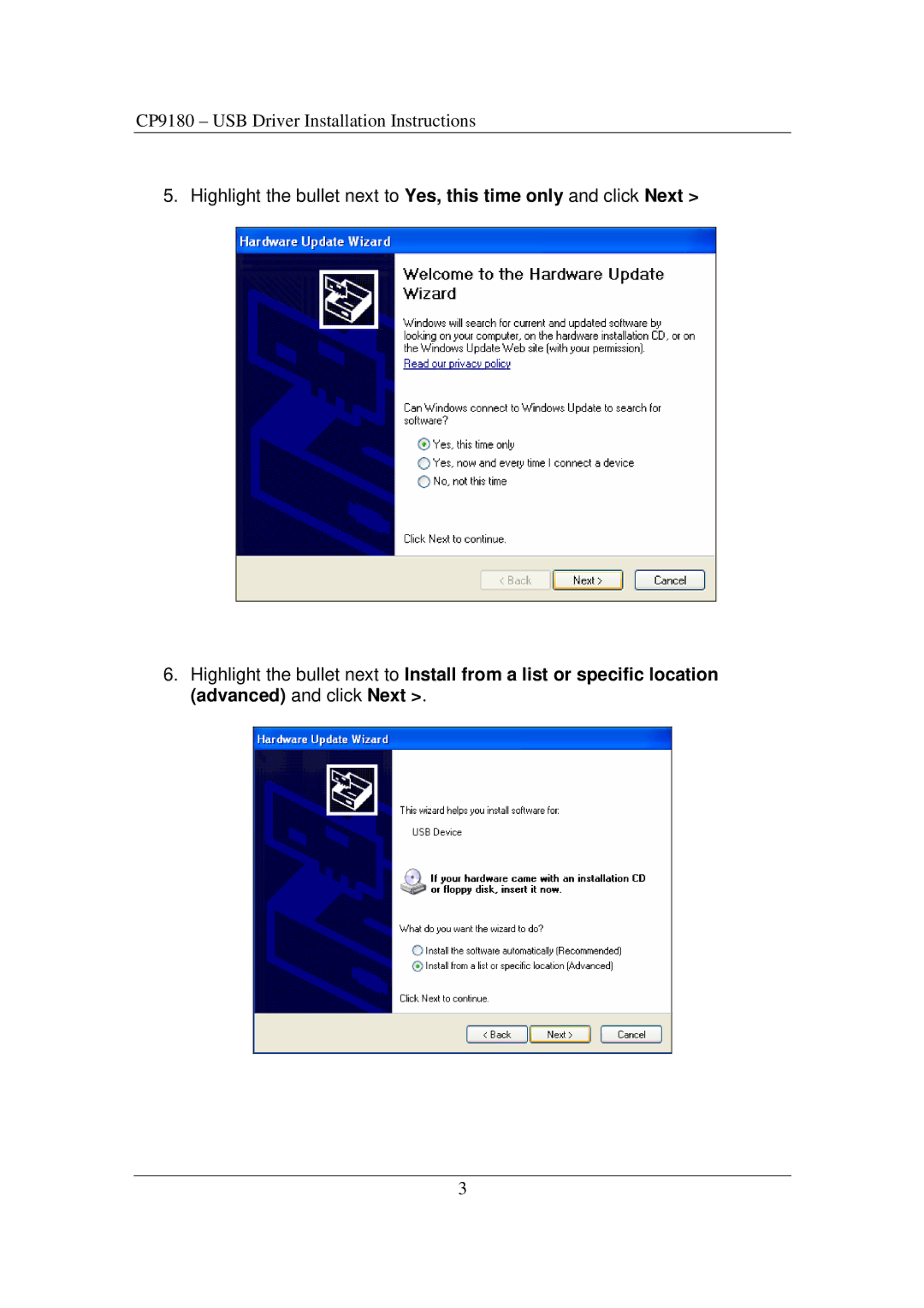 Actron installation instructions CP9180 USB Driver Installation Instructions 