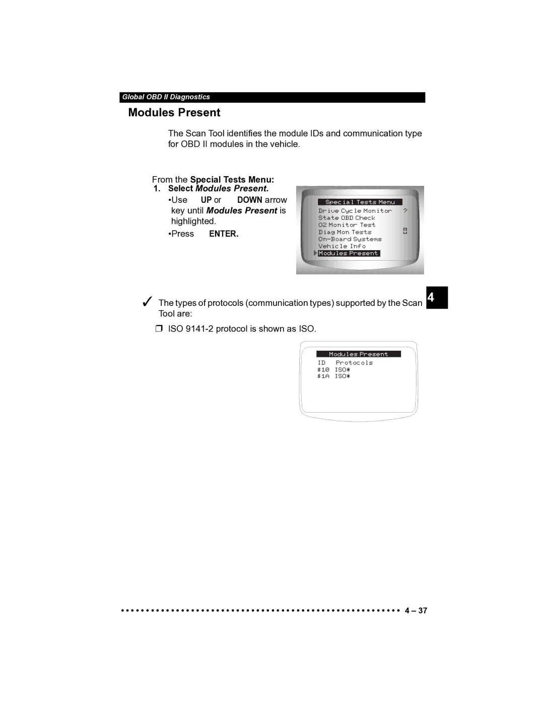 Actron CP9185 manual Select Modules Present 