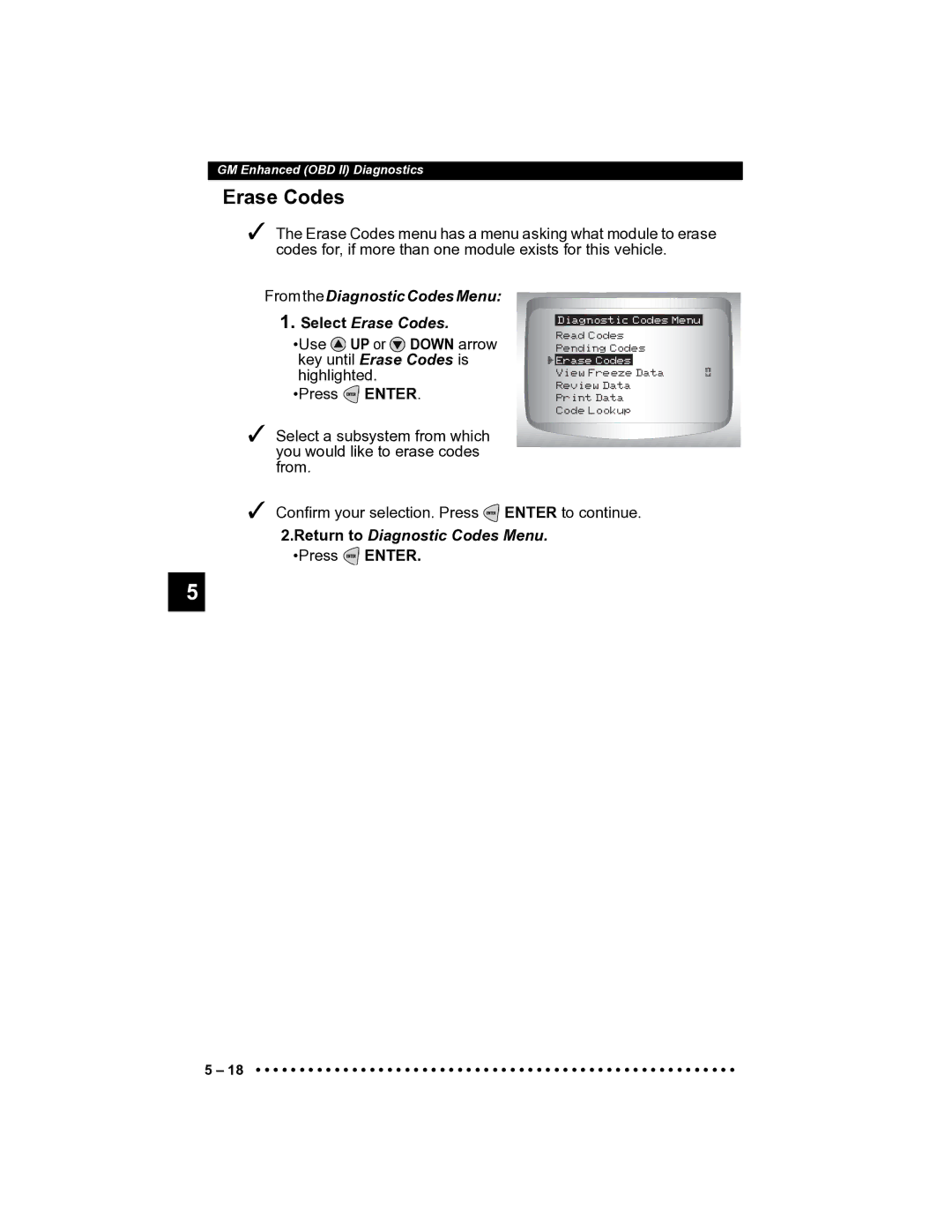 Actron CP9185 manual FromtheDiagnosticCodesMenu Select Erase Codes 