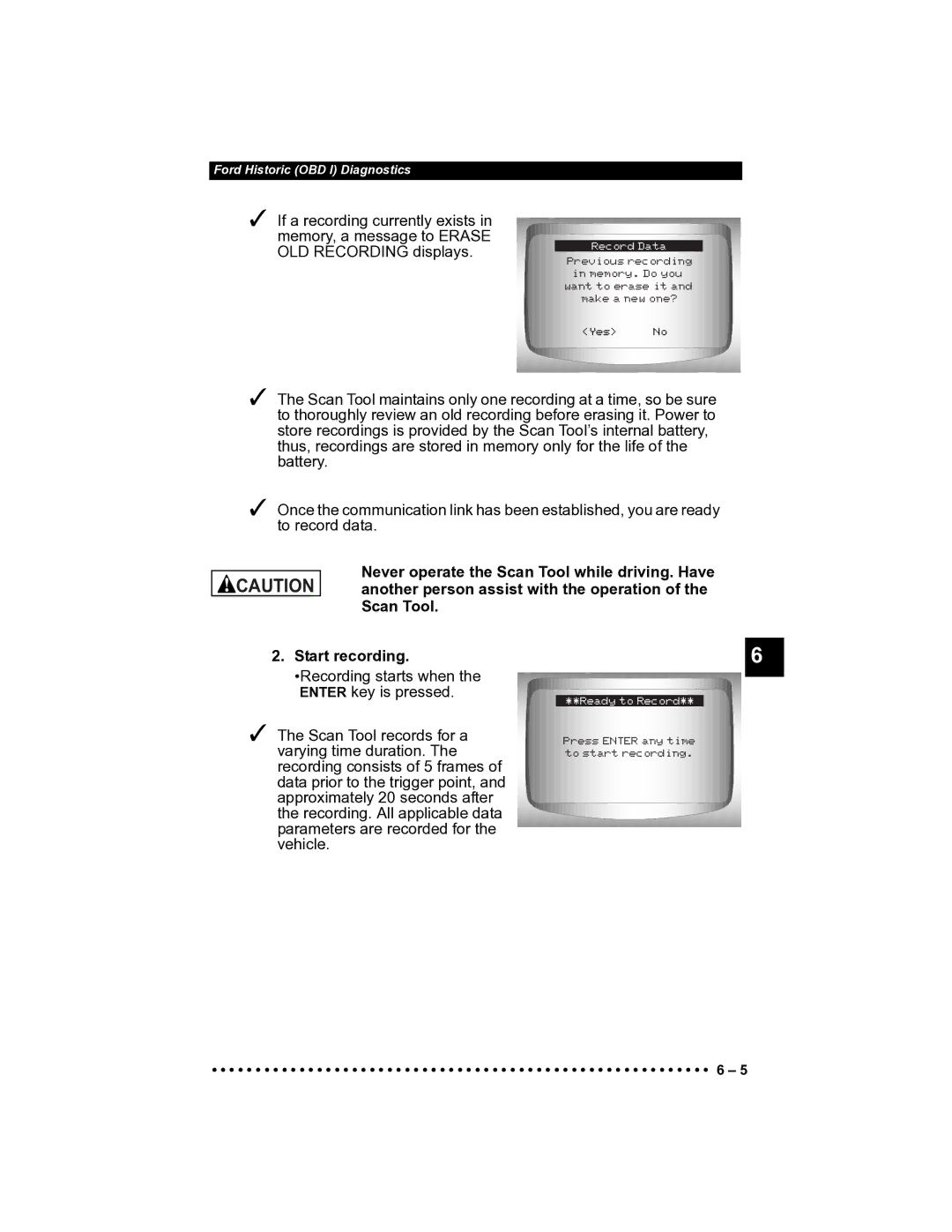 Actron CP9185 manual Ready to Record 