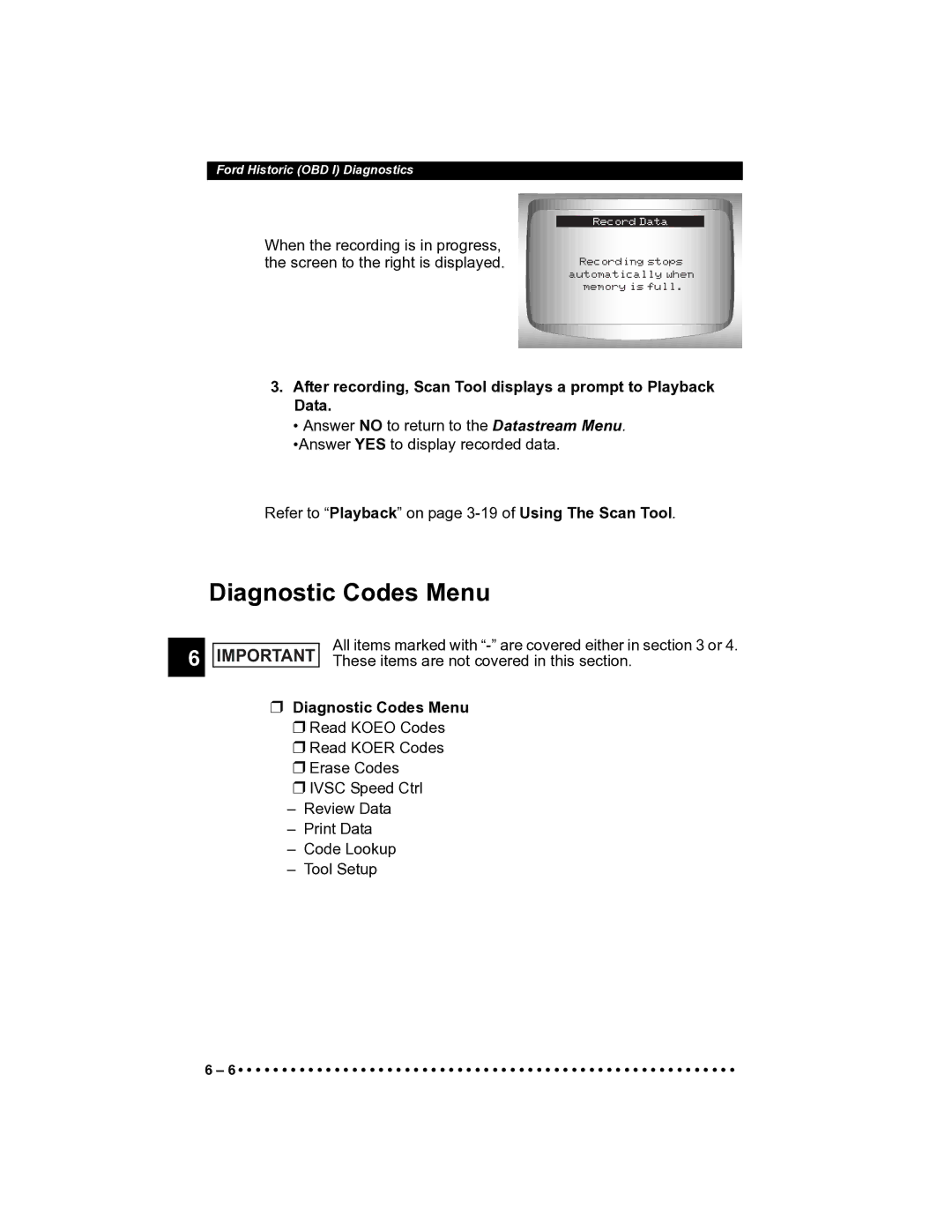 Actron CP9185 manual Diagnostic Codes Menu 