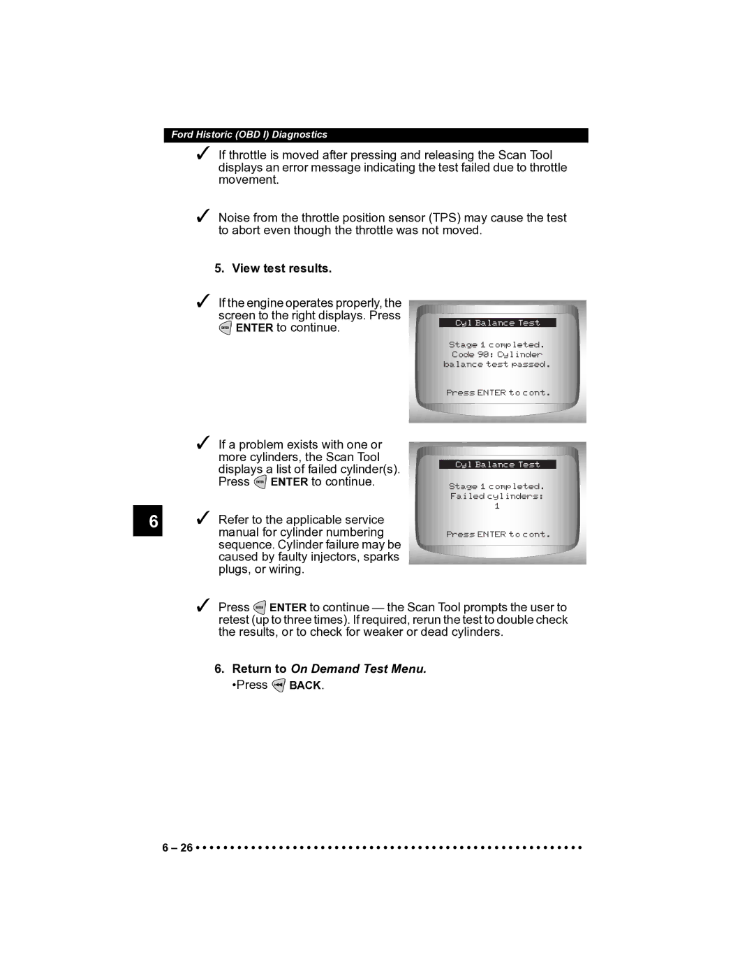 Actron CP9185 manual View test results, Return to On Demand Test Menu. Press Back 