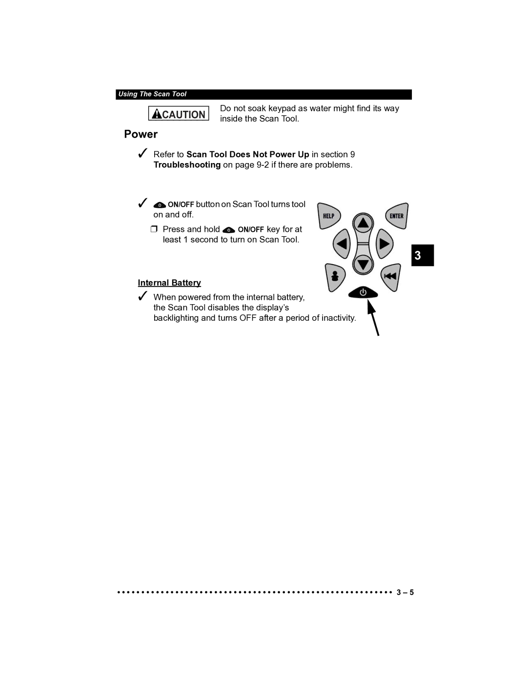 Actron CP9185 manual Power, Internal Battery 