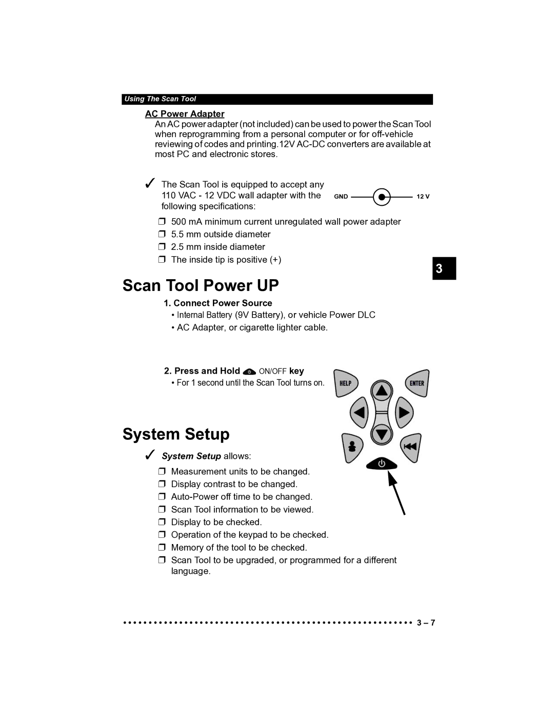 Actron CP9185 manual Scan Tool Power UP, System Setup allows 