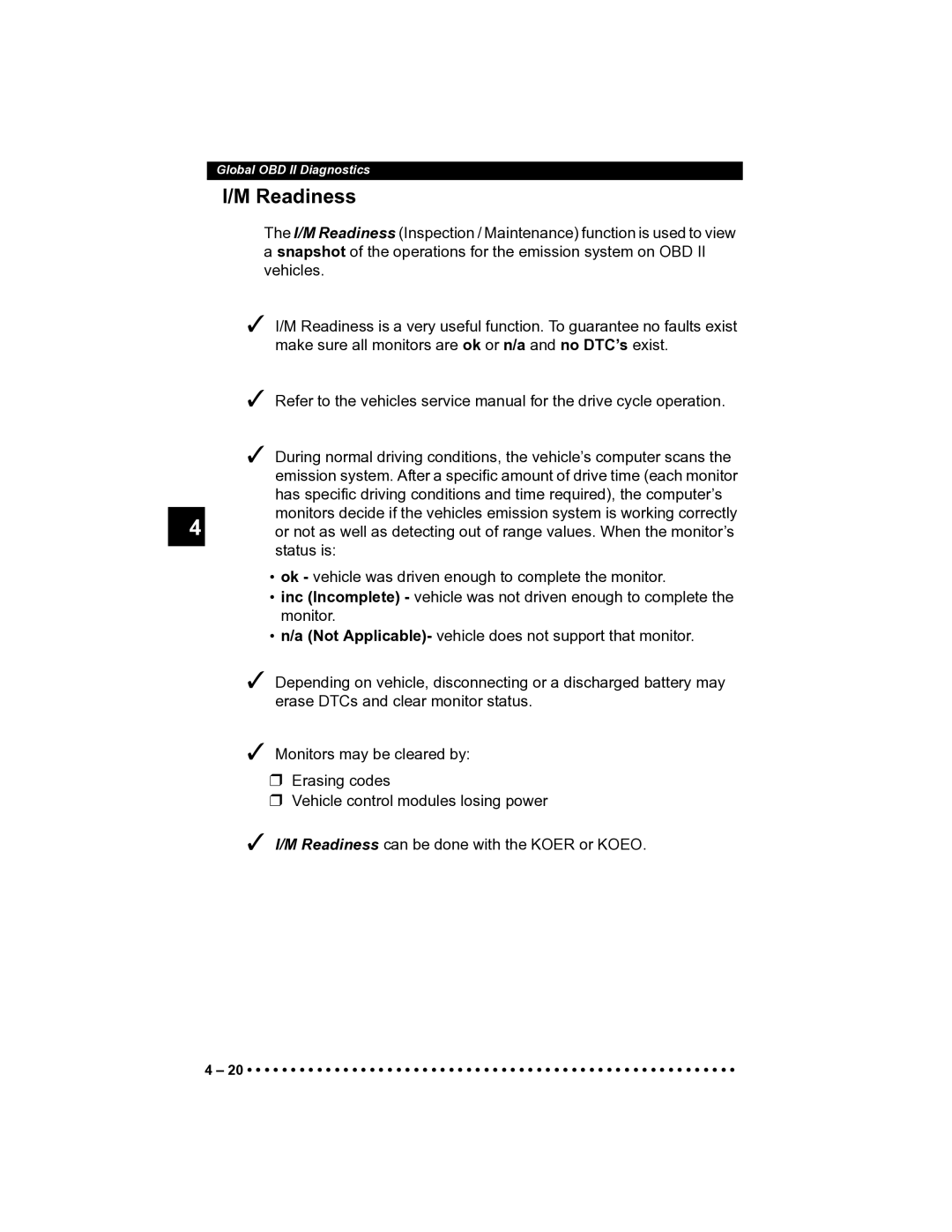 Actron CP9185 manual Readiness 