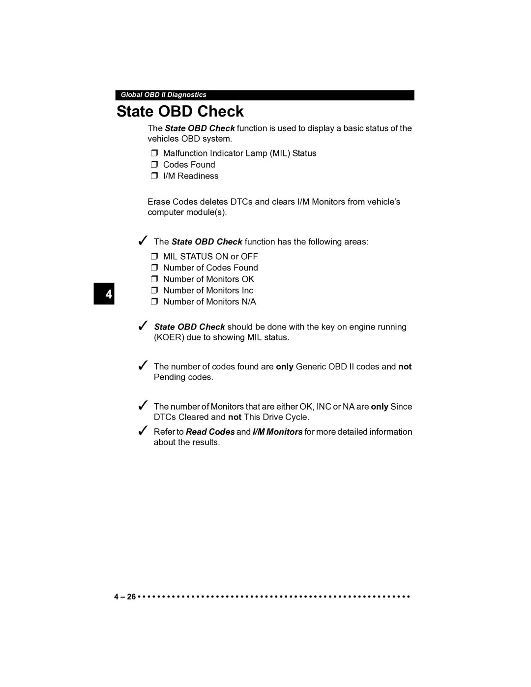 Actron CP9185 manual State OBD Check 