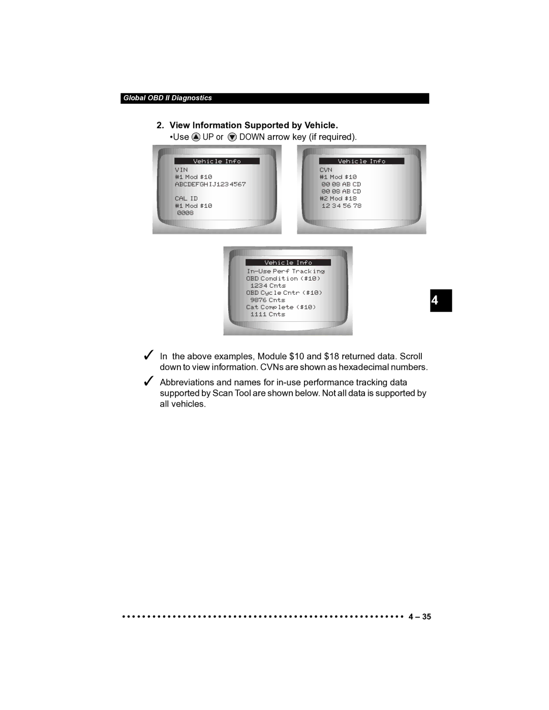 Actron CP9185 manual Vin 