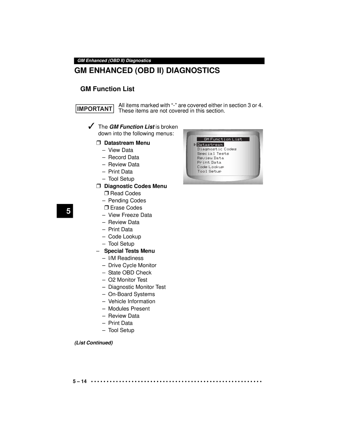 Actron CP9190 manual GM Enhanced OBD II Diagnostics 