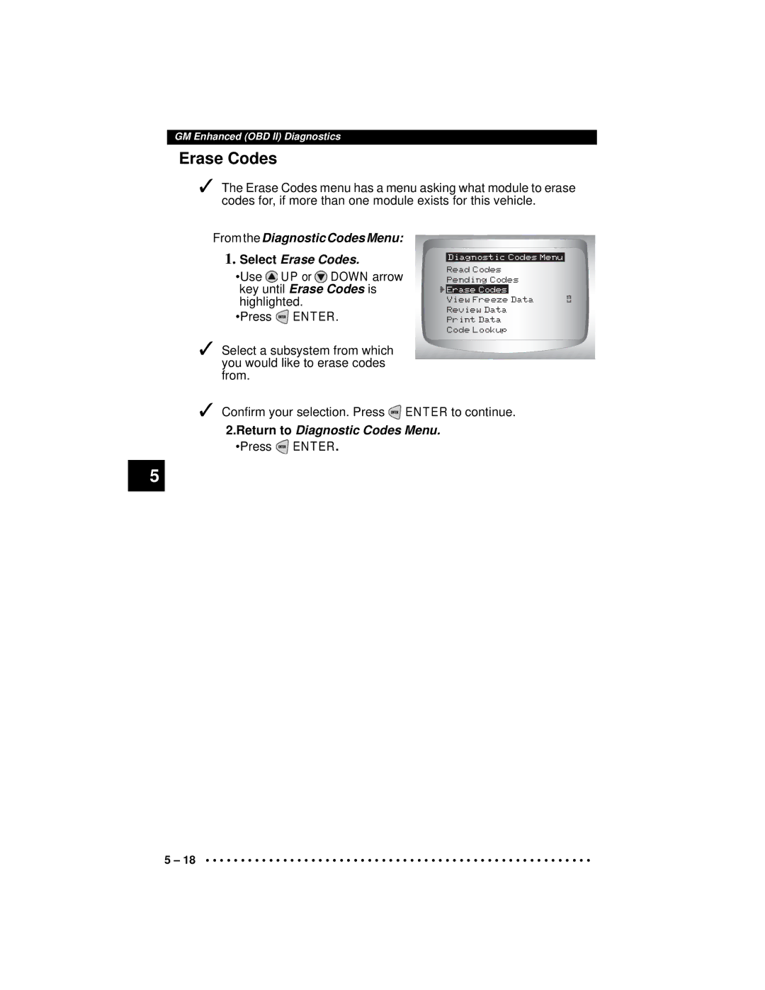 Actron CP9190 manual FromtheDiagnosticCodesMenu Select Erase Codes 