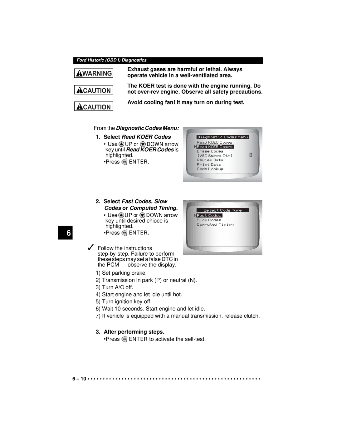 Actron CP9190 manual From the Diagnostic Codes Menu Select Read Koer Codes, Key until Read Koer Codes is 