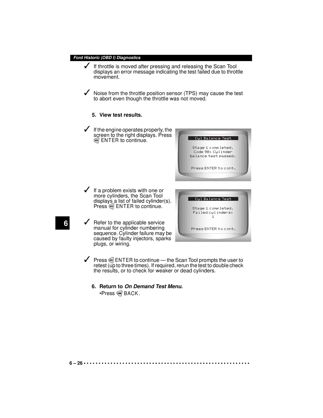 Actron CP9190 manual View test results, Return to On Demand Test Menu. Press Back 