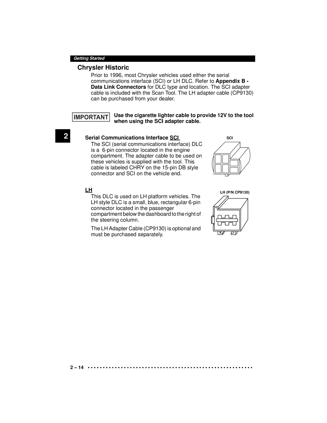 Actron CP9190 manual Chrysler Historic 