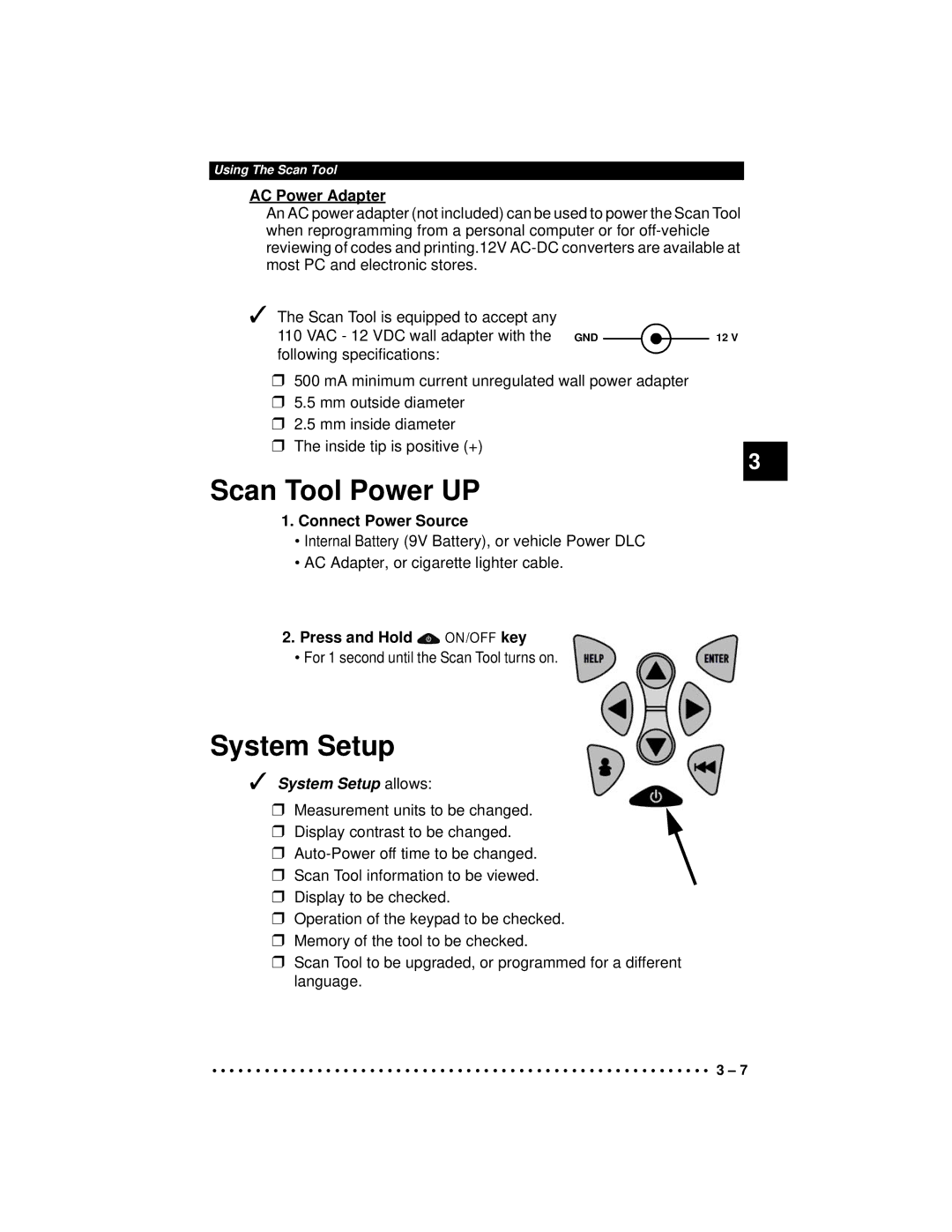 Actron CP9190 manual Scan Tool Power UP, System Setup allows 