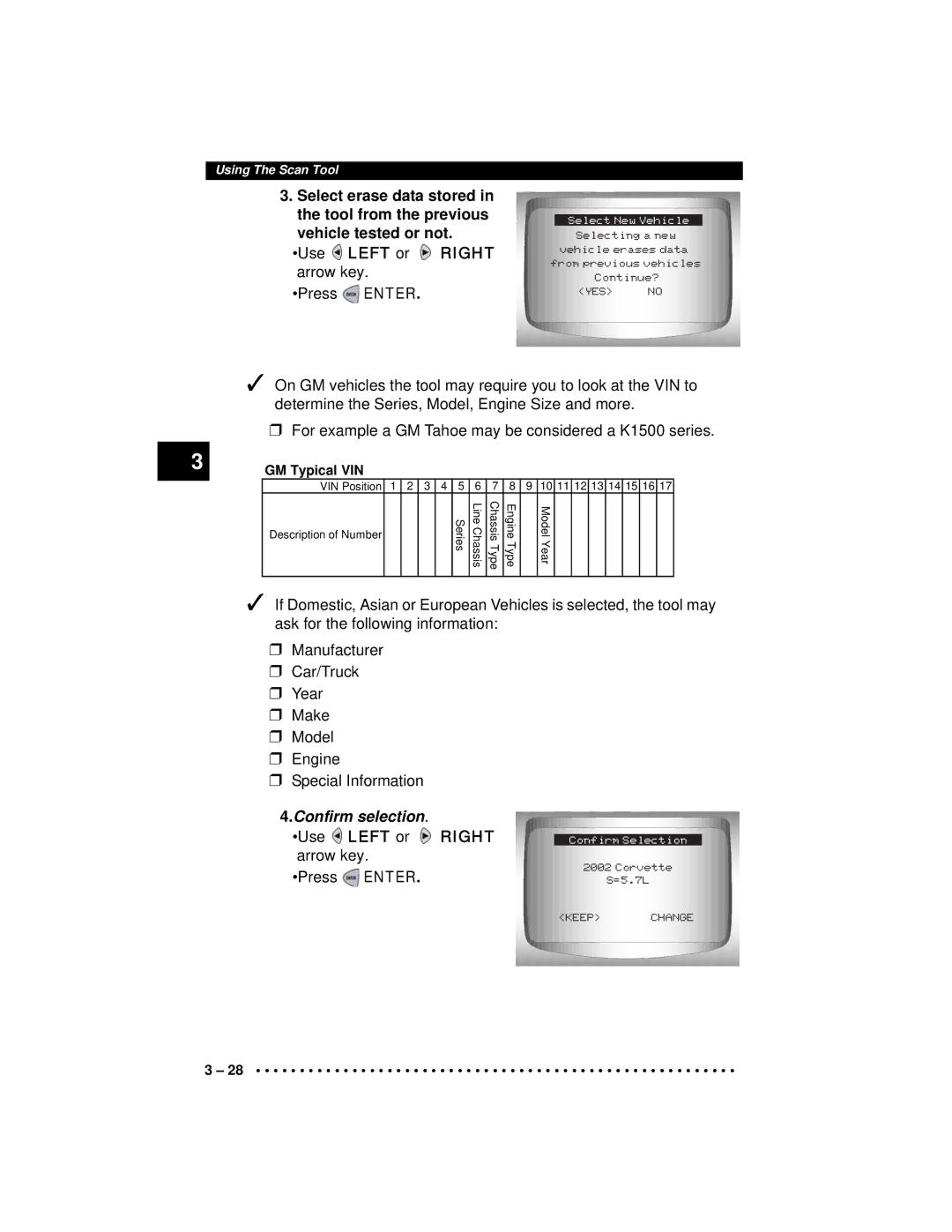 Actron CP9190 manual Confirm selection 