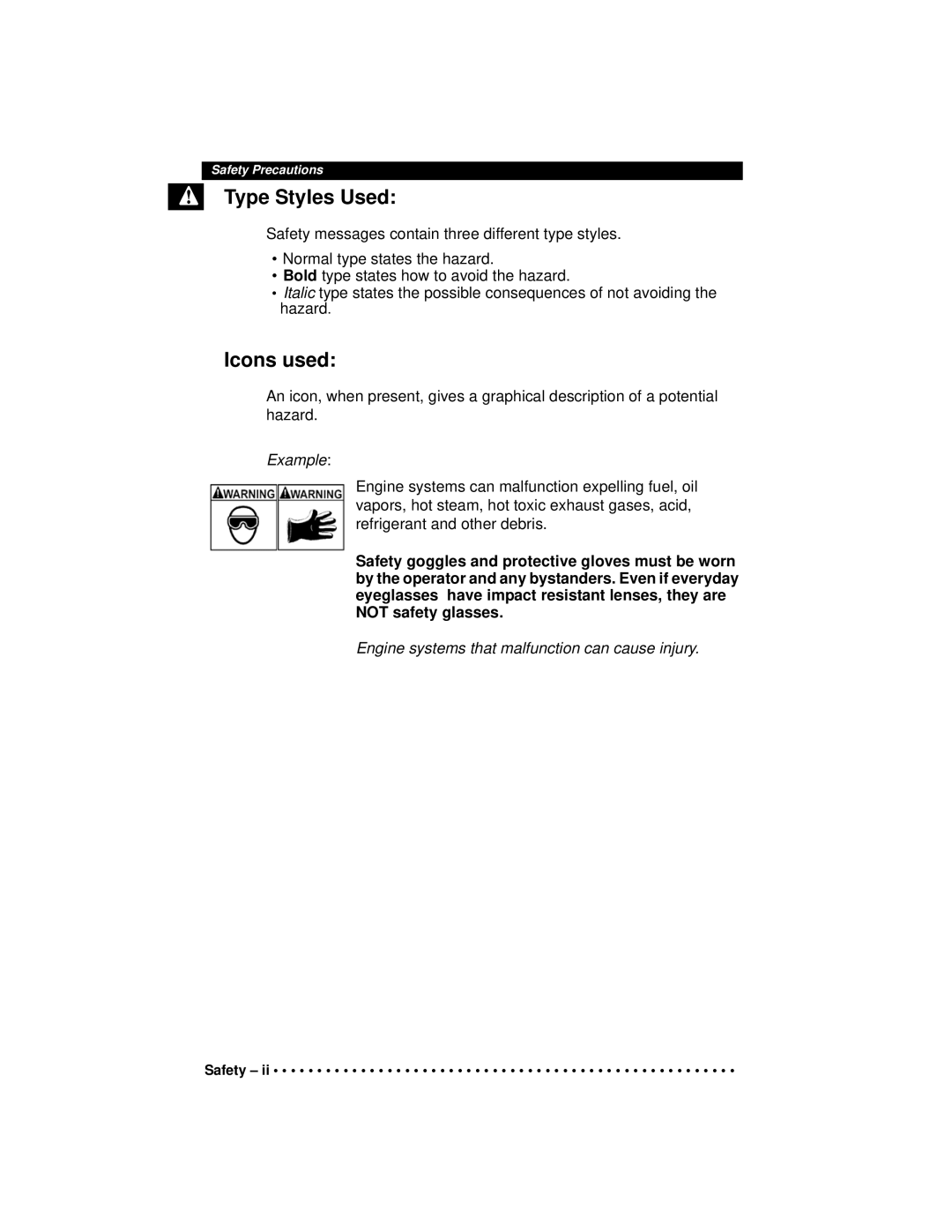 Actron CP9190 manual Type Styles Used, Icons used 