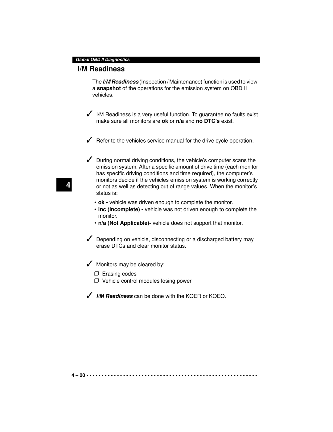 Actron CP9190 manual Readiness 