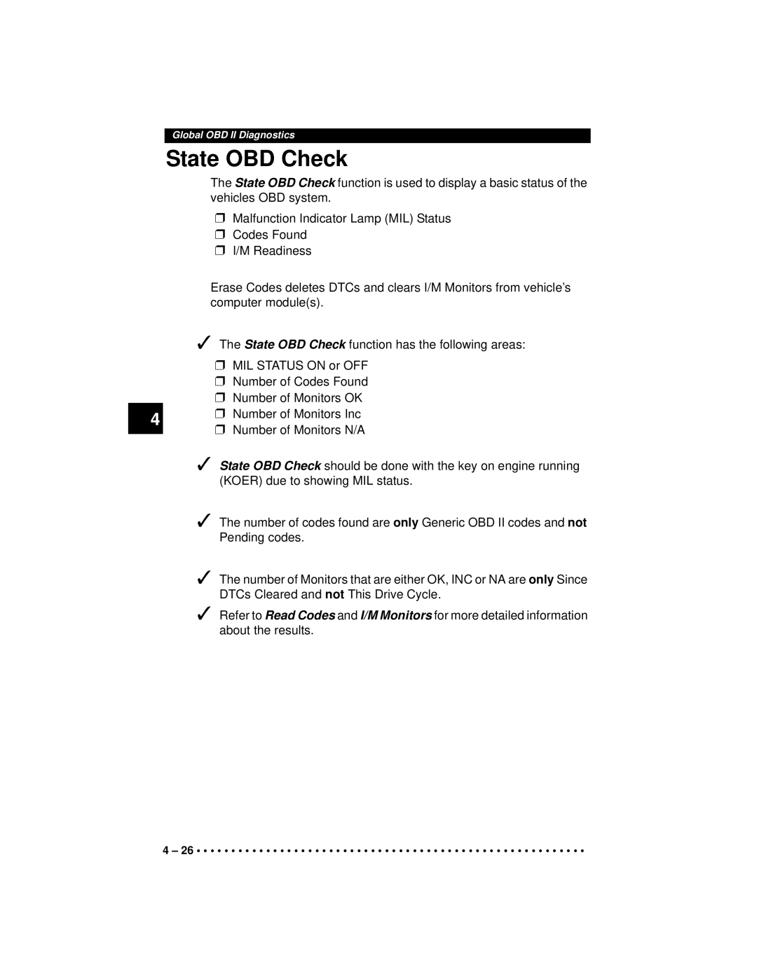 Actron CP9190 manual State OBD Check 