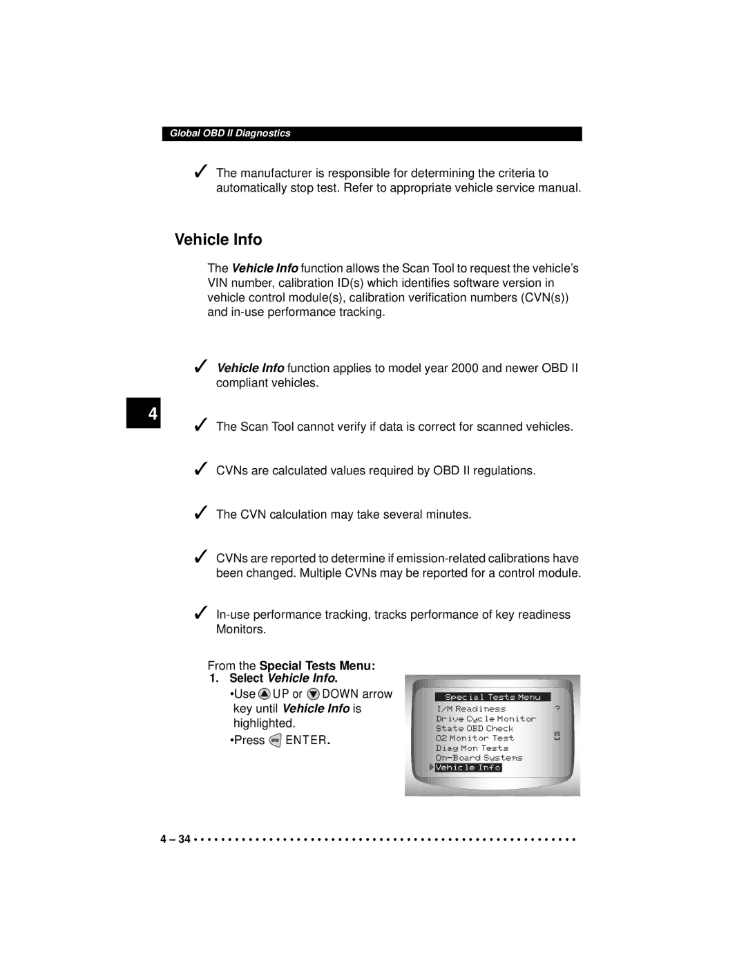 Actron CP9190 manual Select Vehicle Info 