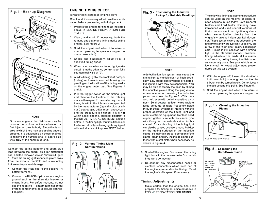 Actron Inductive Timing Light service manual Engine Timing Check, Timing Adjustments, Engine Preparation for Timing 