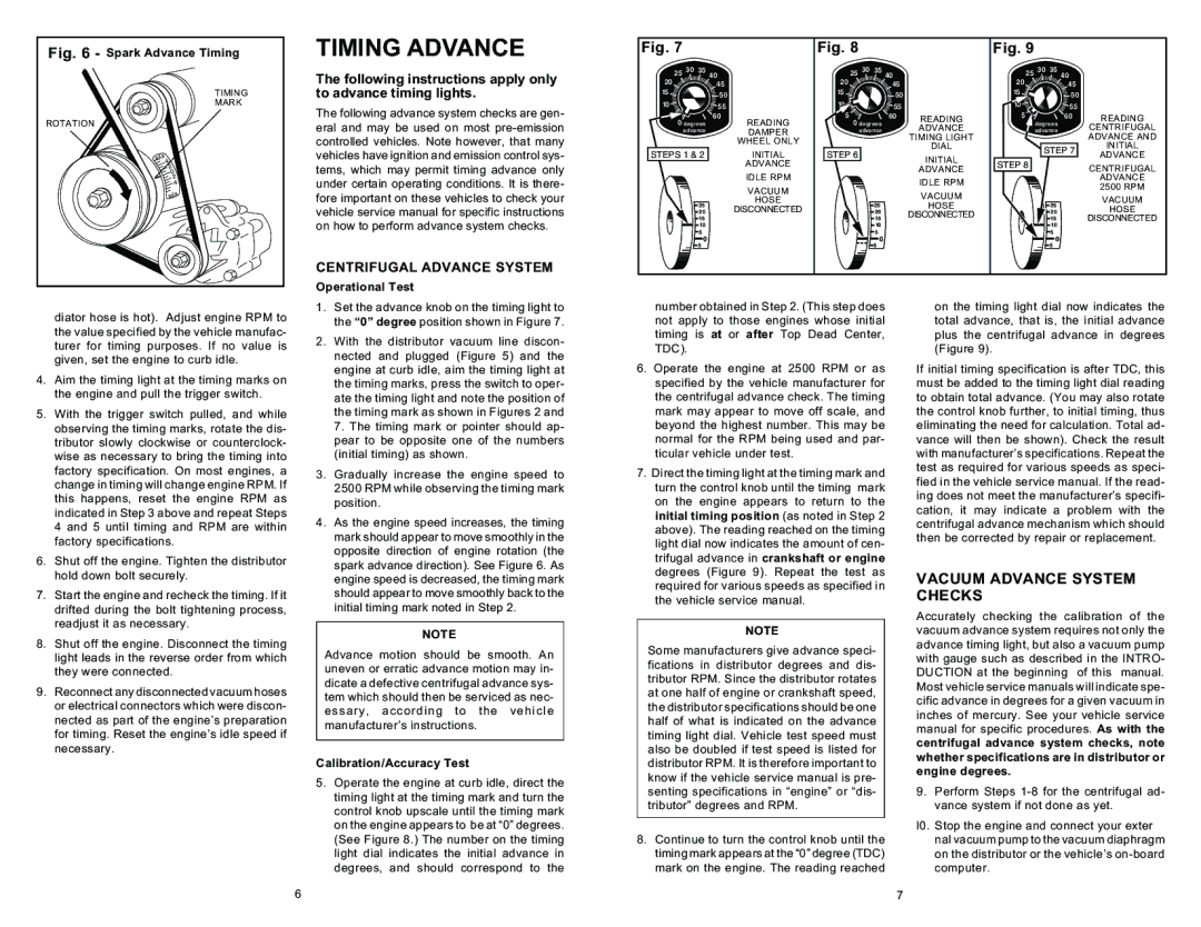 Actron Inductive Timing Light Timing Advance, Vacuum Advance System Checks, Centrifugal Advance System, Operational Test 