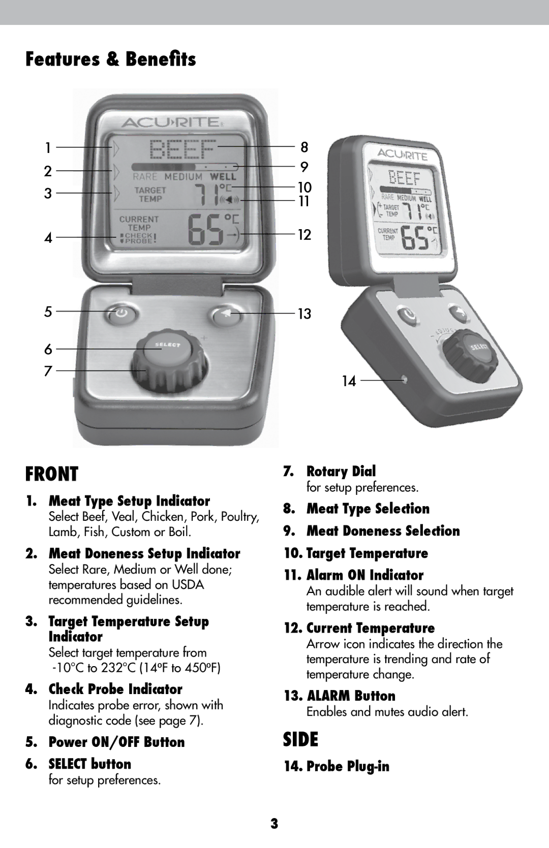 Acu-Rite 00277DIX instruction manual Features & Benefits 