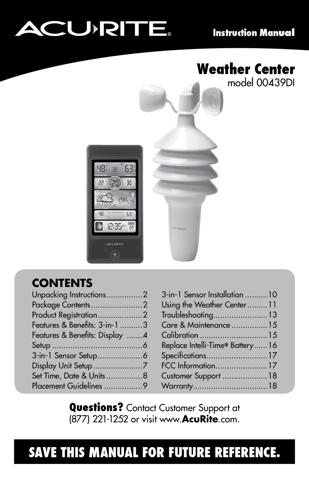 Acu-Rite 00439DI instruction manual Weather Center 