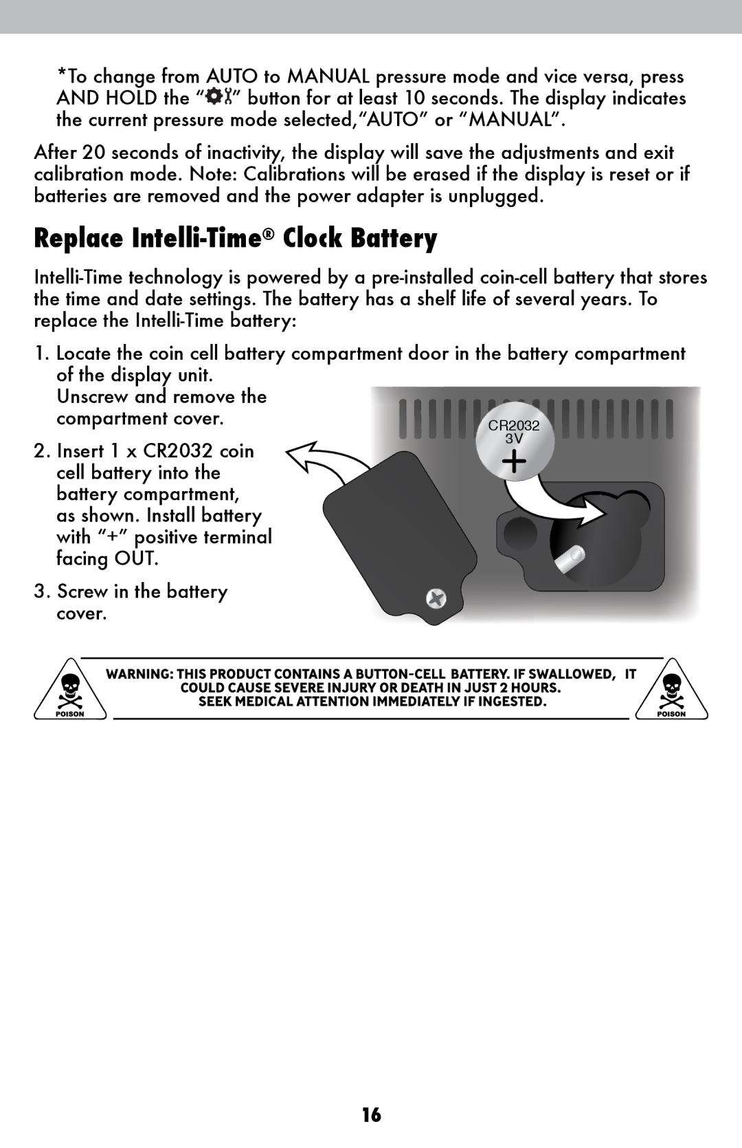 Acu-Rite 00439DI instruction manual Replace Intelli-TimeClock Battery 