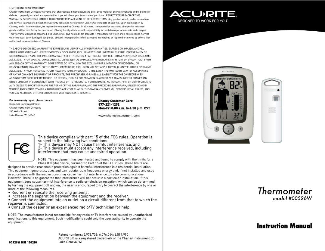 Acu-Rite 00526W manual 