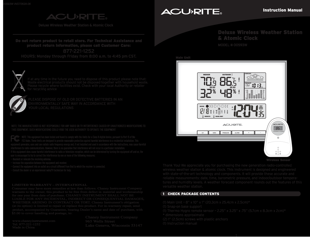 Acu-Rite 00593W manual 
