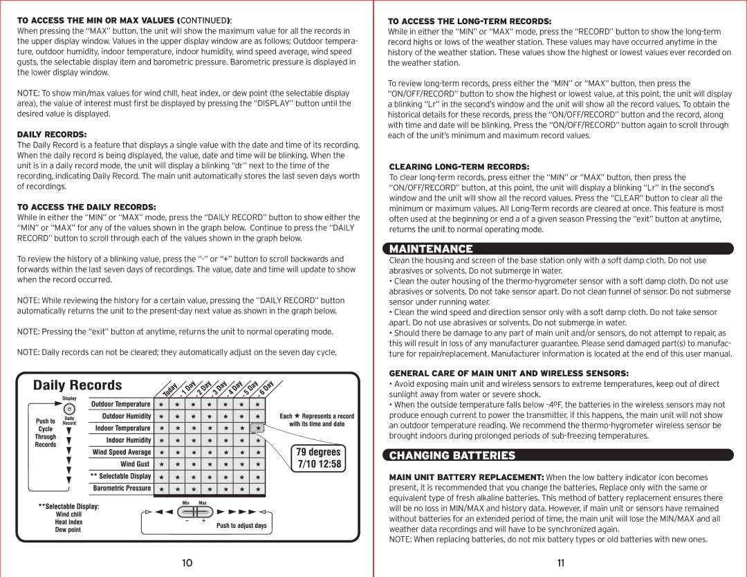 Acu-Rite 00594W instruction manual Maintenance, Changing Batteries 