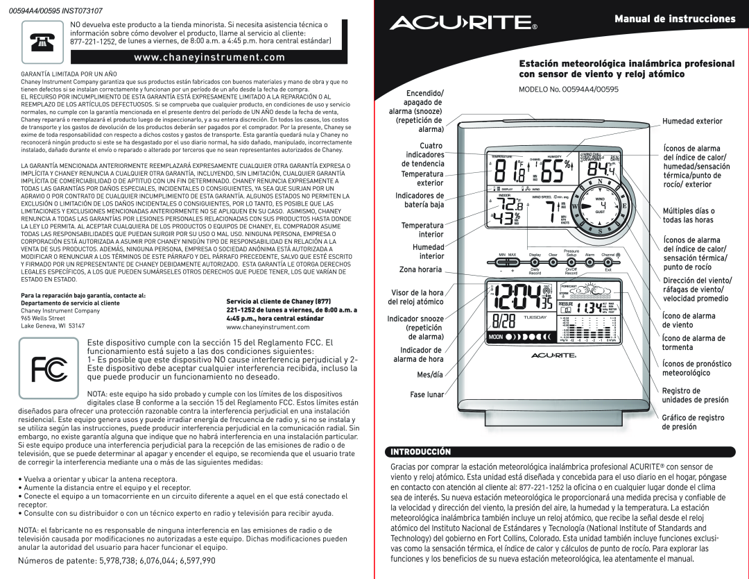 Acu-Rite 00594W instruction manual 