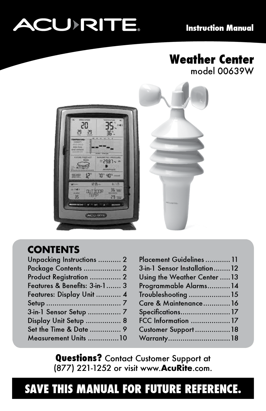 Acu-Rite 00639W instruction manual Weather Center 