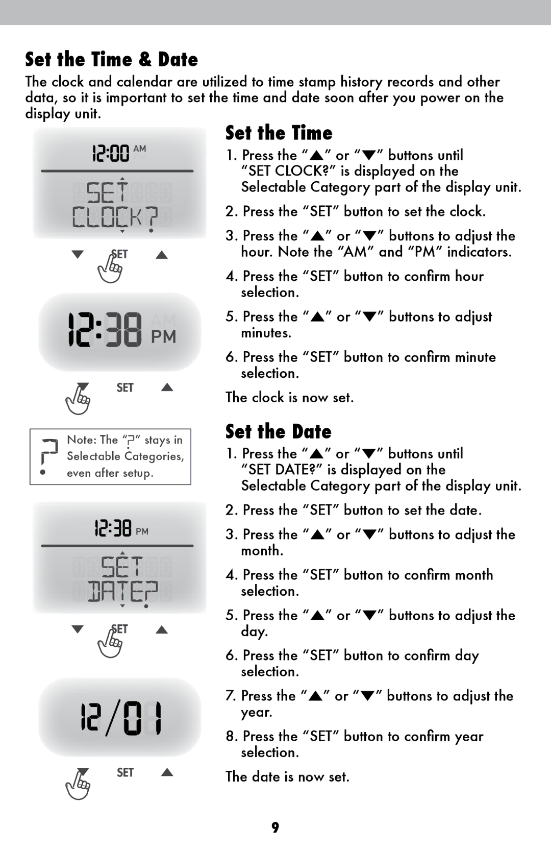 Acu-Rite 00639W instruction manual Set the Time & Date, Set the Date 