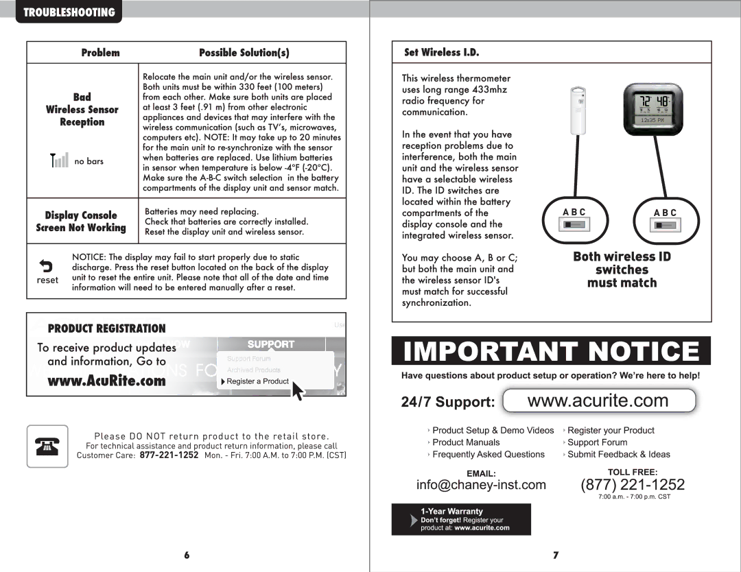 Acu-Rite #01088 manual 