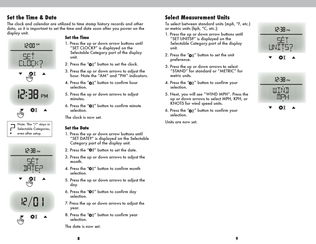 Acu-Rite 01502BPDI instruction manual Select Measurement Units, Set the Date 