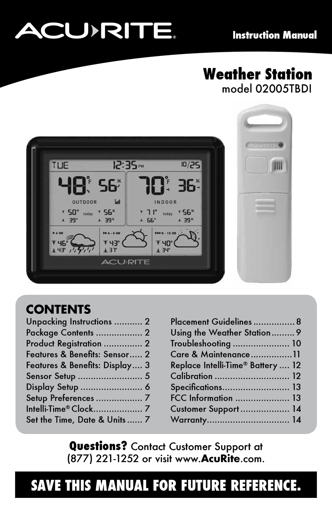 Acu-Rite 02005TBDI instruction manual Weather Station 