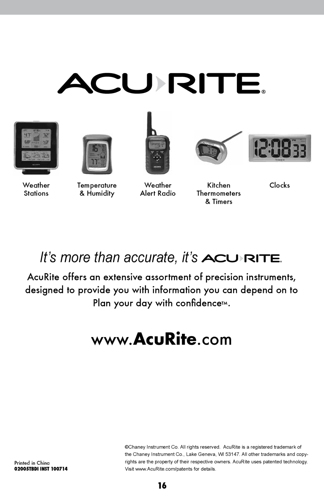 Acu-Rite 02005TBDI instruction manual It’s more than accurate, it’s 