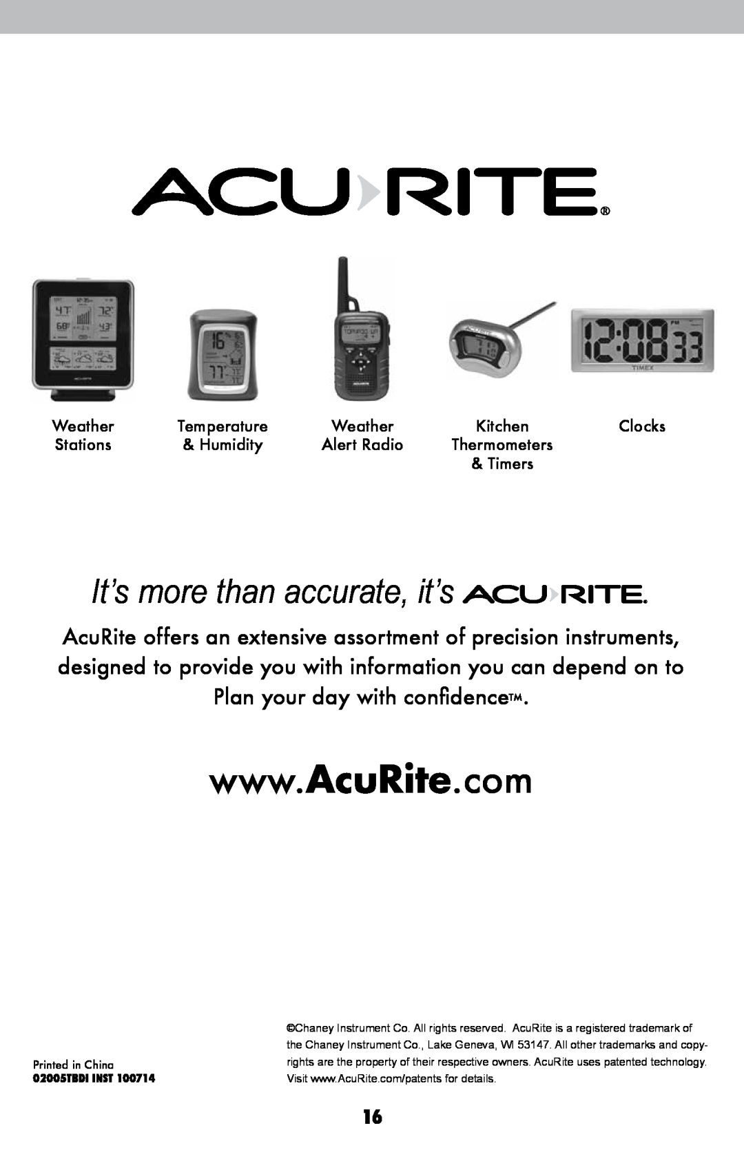Acu-Rite instruction manual It’s more than accurate, it’s, 02005TBDI INST 