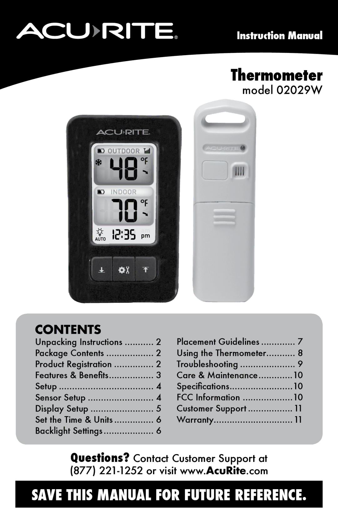 Acu-Rite 02029W instruction manual Thermometer 