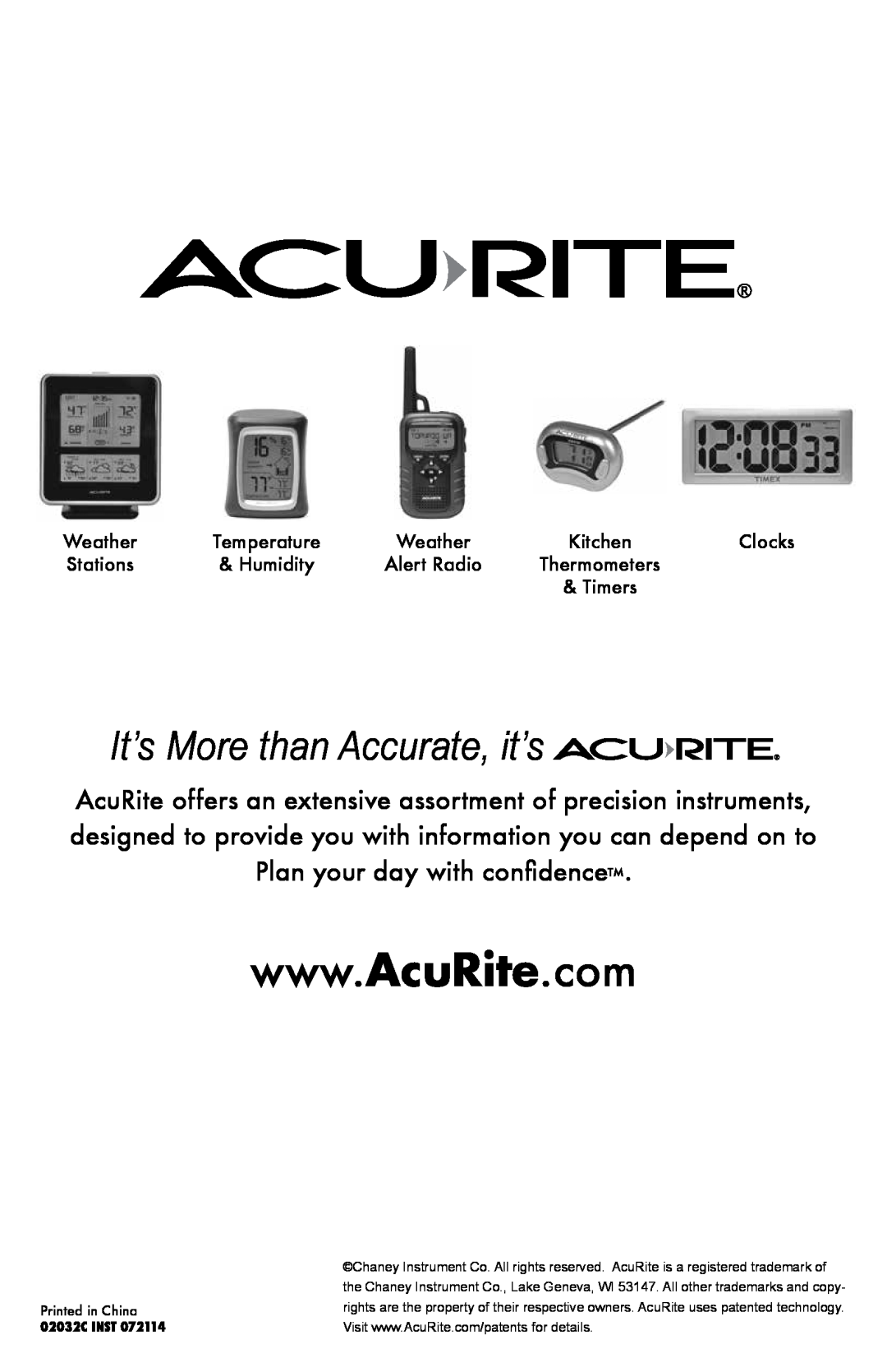 Acu-Rite 02032C / 888143 instruction manual It’s More than Accurate, it’s 