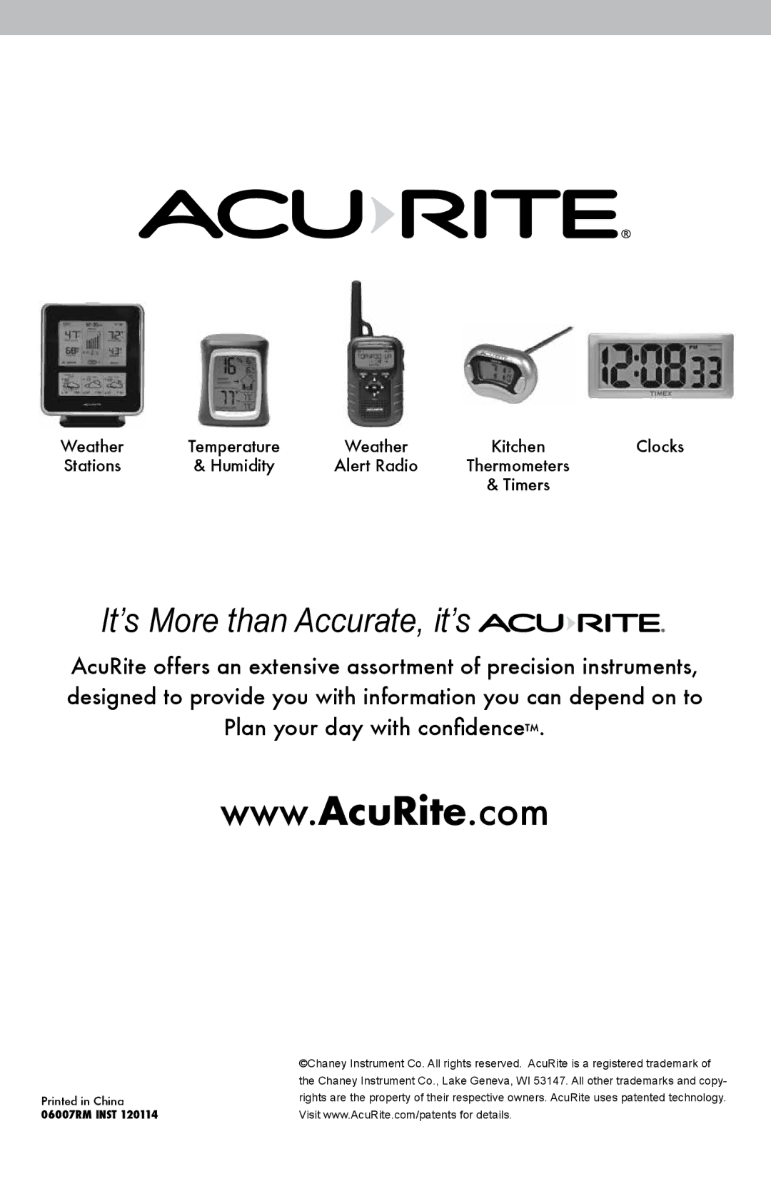 Acu-Rite 06007RM/1015RX instruction manual It’s More than Accurate, it’s 