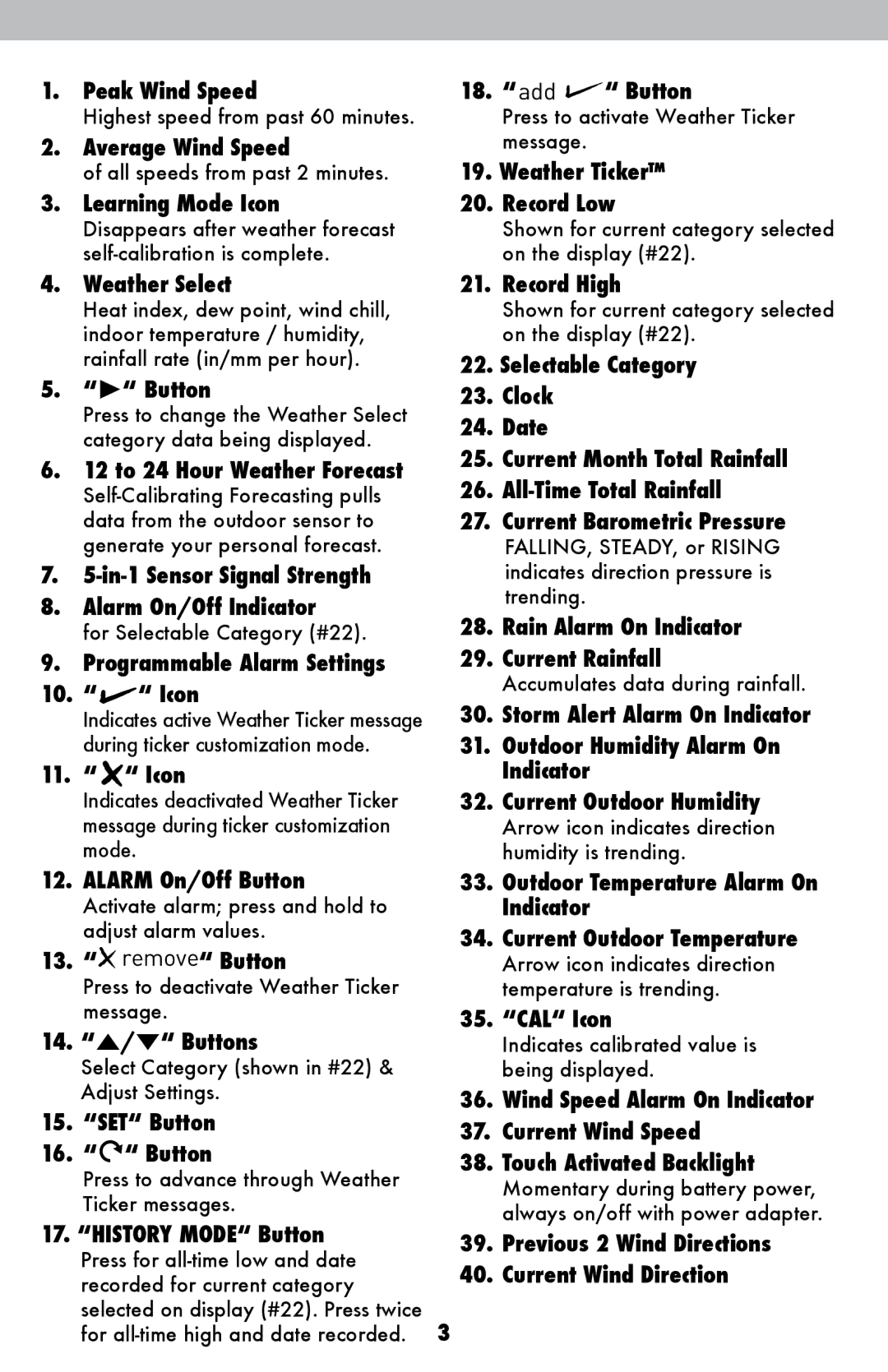 Acu-Rite 06007RM/1015RX instruction manual Peak Wind Speed 