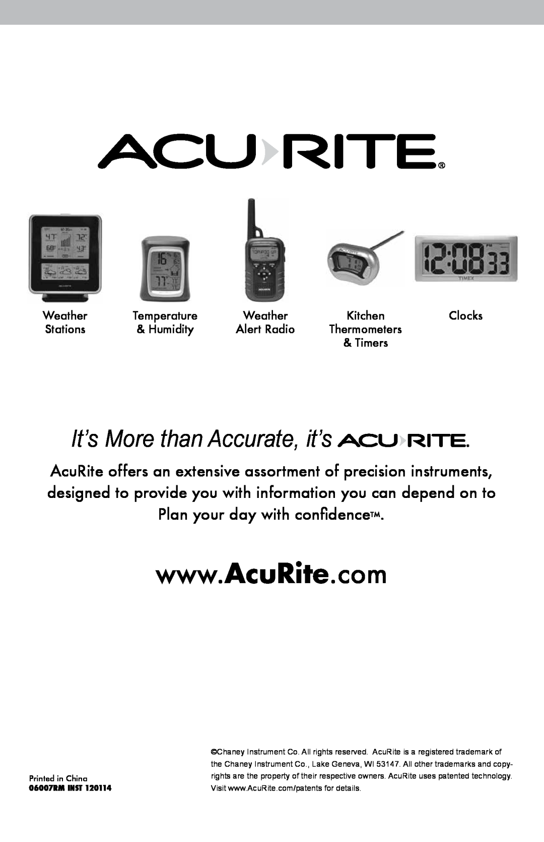 Acu-Rite 06007RM/1015RX instruction manual It’s More than Accurate, it’s, 06007RM INST 