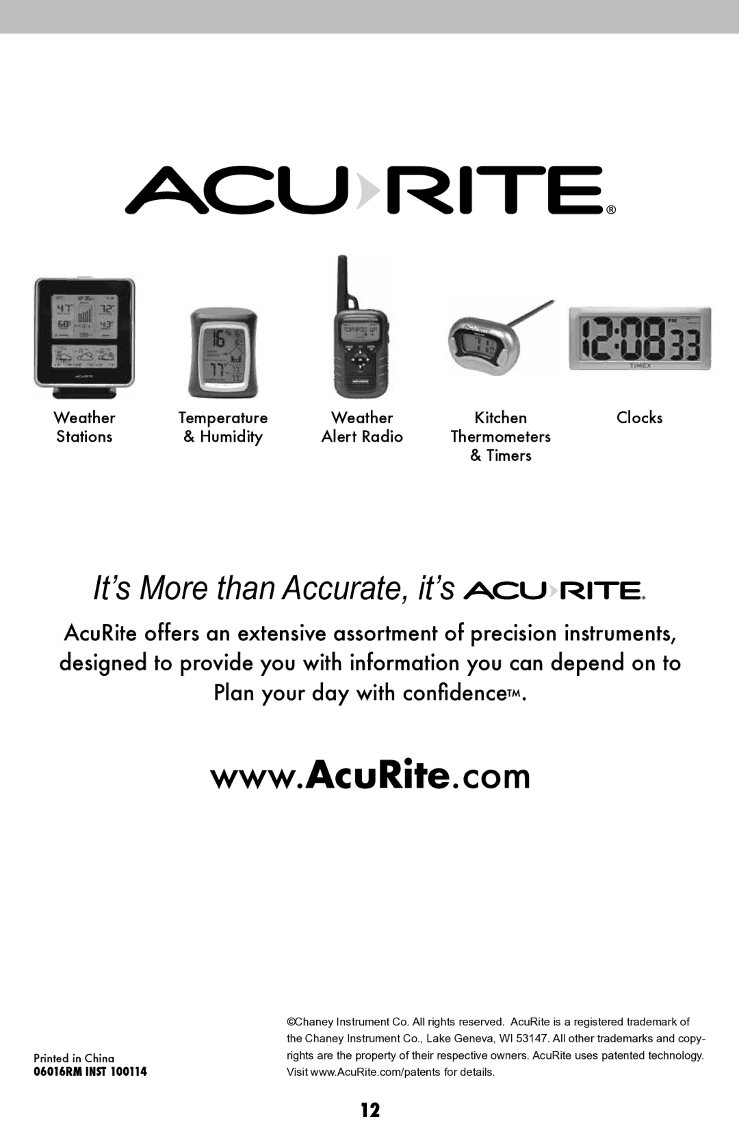 Acu-Rite 06016RM instruction manual It’s More than Accurate, it’s 